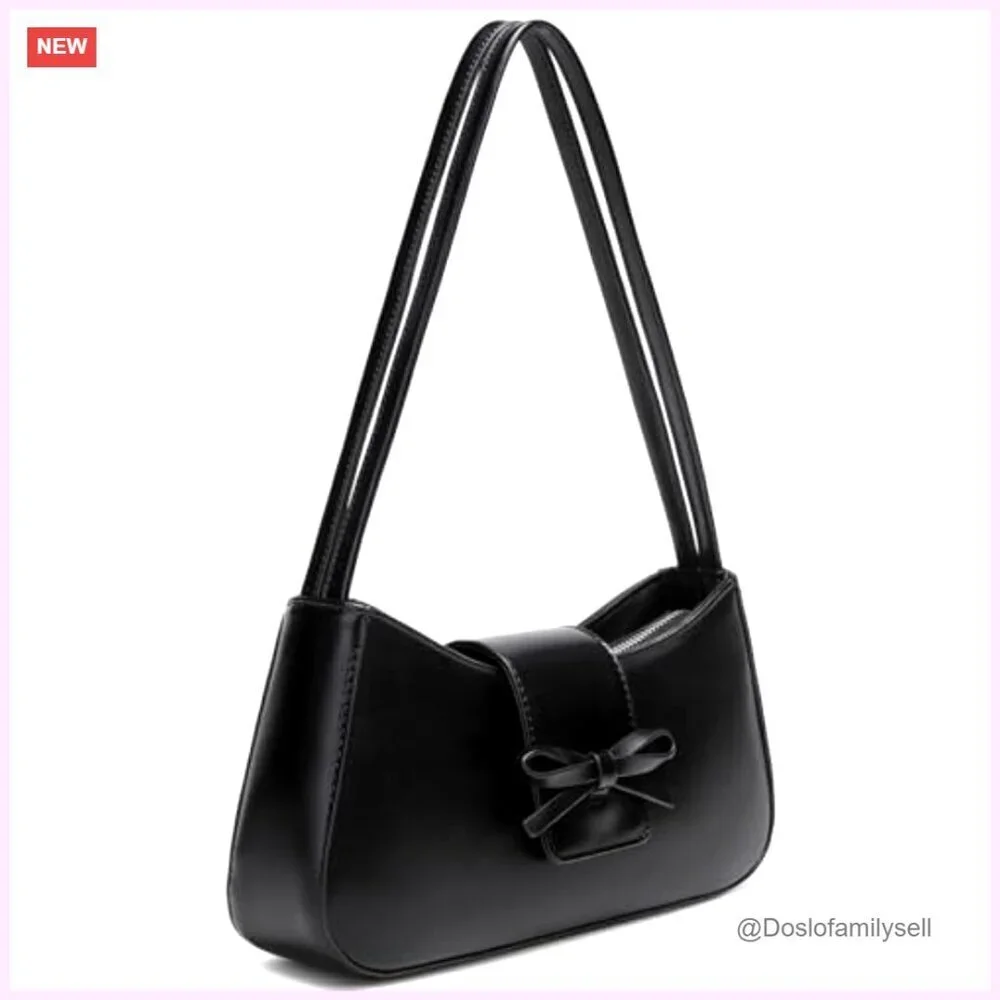 Small Hobo Shoulder Bag with Bow, Lightweight Crossbody Purse for Women